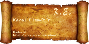 Karai Elemér névjegykártya