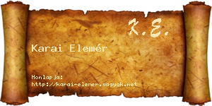Karai Elemér névjegykártya
