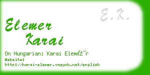 elemer karai business card